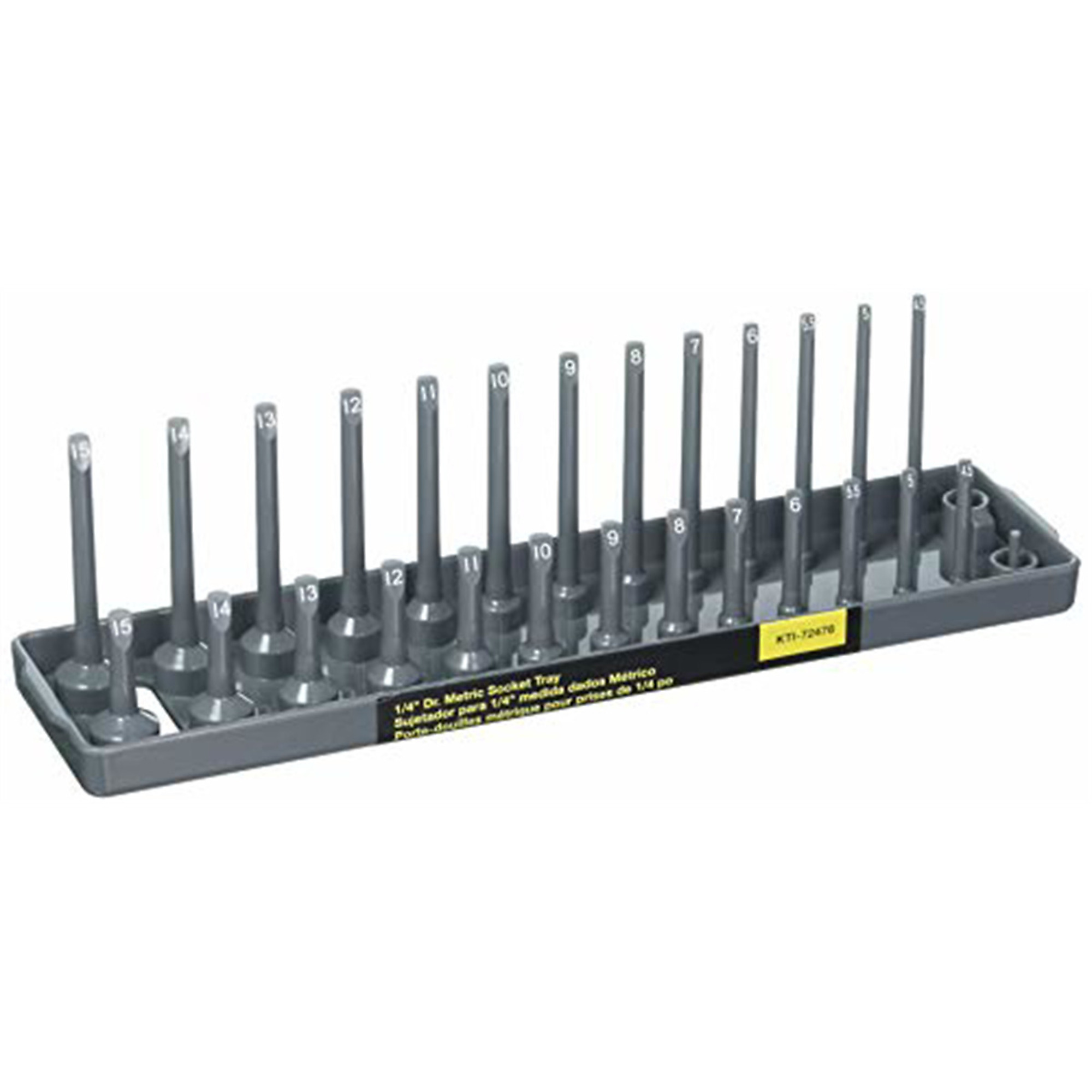 K Tool International Socket Holder — 1/4in. Drive, Metric, Holds 28 Sockets, Gray, Model# KTI72476